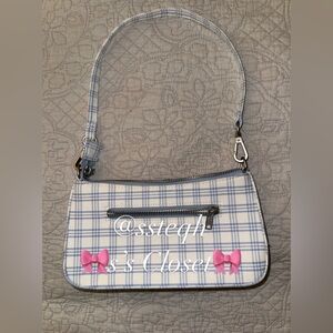 Brandy Melville Plaid Baby blue + white shoulder bag 🩵